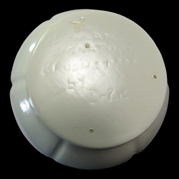 Vintage Duncan Signature White Ceramic Vase With Blue Floral Design - Picture 3 of 5